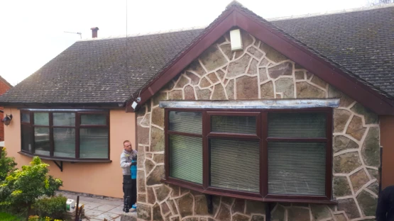 Chorley K-Rend & Lime Strap Pointing: Front finishing off strap pointing